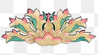 Flower png sticker, aesthetic vintage Chinese graphic, transparent background