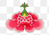 Pink flower png sticker, Chinese aesthetic vintage illustration, transparent background