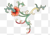 Oriental flower png sticker, Chinese decorative design element on transparent background