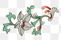Flower png sticker, aesthetic vintage Chinese graphic, transparent background