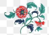 Peony flower png sticker, Chinese aesthetic vintage illustration, transparent background