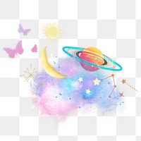 Cute Saturn png sticker, dreamy | Premium PNG - rawpixel