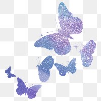Purple butterflies png sticker, glitter transparent background