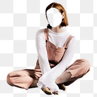 Empty face png sticker, woman transparent background