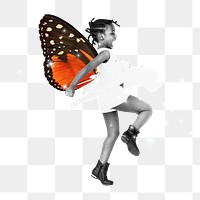 Butterfly girl sticker, bling transparent background