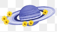 Purple Saturn png sticker, flower planet transparent background