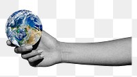 Globe in hand png sticker, planet earth transparent background