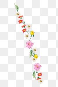 Floral divider png sticker, botanical transparent background