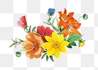 Flower bouquet png sticker, botanical transparent background