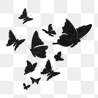 Black butterflies png sticker, freedom transparent background