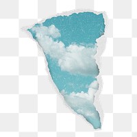 Sky png sticker, ripped paper transparent background