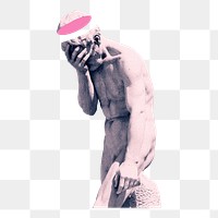 Depression png sticker, sad statue transparent background