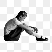 Sad girl png sticker,  education mental health transparent background