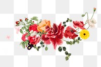 Red flower png divider, botanical transparent background