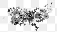 Gray flower png divider, botanical transparent background