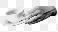 Coffee cup png sticker, breakfast black and white transparent background