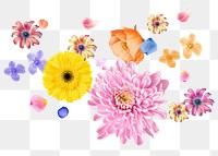 Flower & butterfly png sticker, botanical transparent background