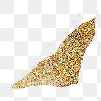 Ripped paper png sticker, glitter gold, transparent background