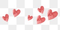 Heart divider png sticker, crumpled paper transparent background