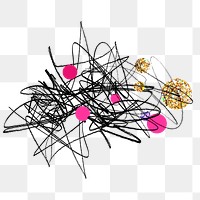 Messy line png sticker, glitter droplet transparent background