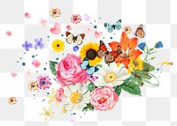 Floral bouquet png sticker, botanical transparent background