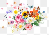 Floral bouquet png sticker, botanical transparent background