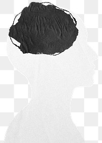 Blank mind png sticker, white silhouette transparent background