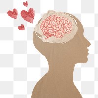 Brain head png sticker, self love transparent background