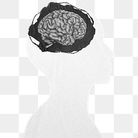 Brain head png sticker, mental health transparent background