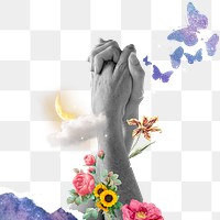 Png hand surreal sky sticker, XX transparent background