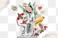 Sculpture collage png sticker, vintage mixed media transparent background