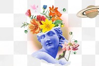 Png flora statue head sticker, outer space transparent background