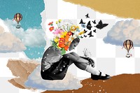 Sad girl png sticker, mental health transparent background
