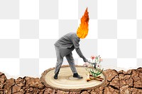 Png business destroying environment border, mixed media collage, transparent background