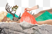 Landfill png border surreal environment collage, transparent background