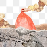 Landfill png sticker surreal environment collage, transparent background