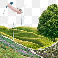 Clean energy png collage, aesthetic environment, transparent background
