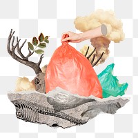 Landfill png sticker surreal environment collage, transparent background