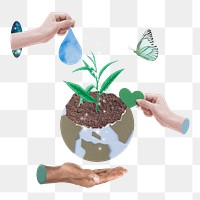 Protecting earth png sticker, transparent background