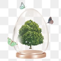 Nature aesthetic png, tree protected in dome, transparent background