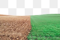 Half ploughed field png border, transparent background