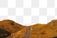 Mountain road png ripped paper border, transparent background