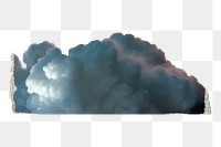 Storm cloud png ripped paper border, transparent background