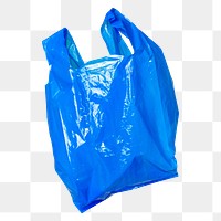 Blue plastic bag png sticker, environment & trash, transparent background