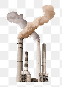 Factory pollution png sticker, transparent background