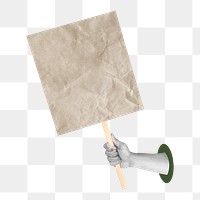 Protester holding sign png sticker, mixed media, transparent background