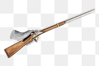 Hunting rifle png sticker, vintage illustration, transparent background