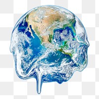 Global warming png sticker, melting Earth, transparent background