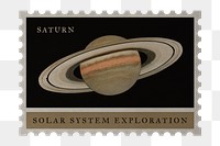 Postage stamp png sticker, Saturn, transparent background