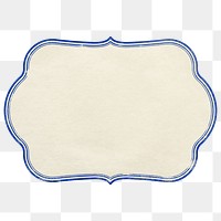 Vintage paper label png sticker, blue frame, transparent background 